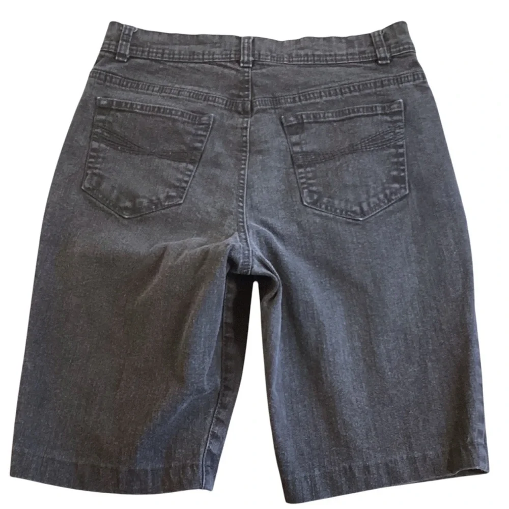 Vintage Y2K 90s Hannah Black Wash‎ High Rise Denim Bermuda Shorts Size 10